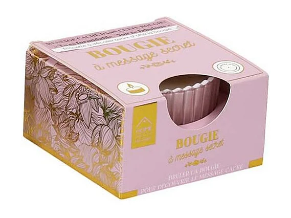Bougie parfumée message caché 6 cm 4 modèles assortis