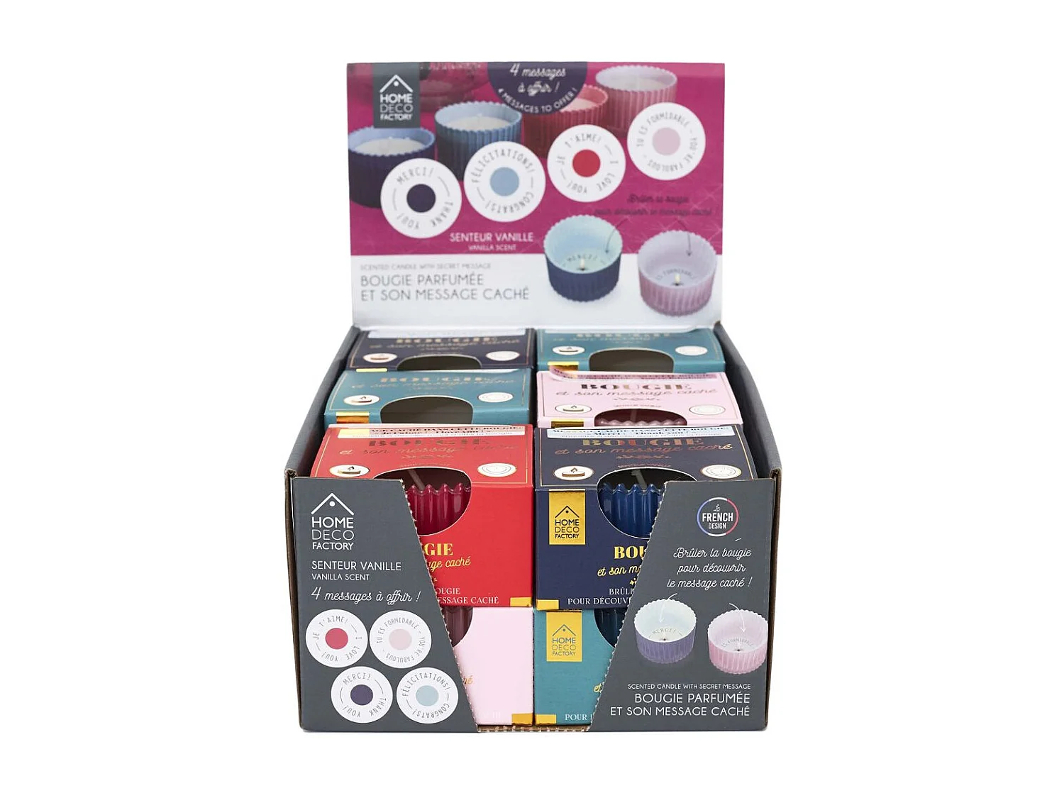 Bougie parfumée message caché 6 cm 4 modèles assortis