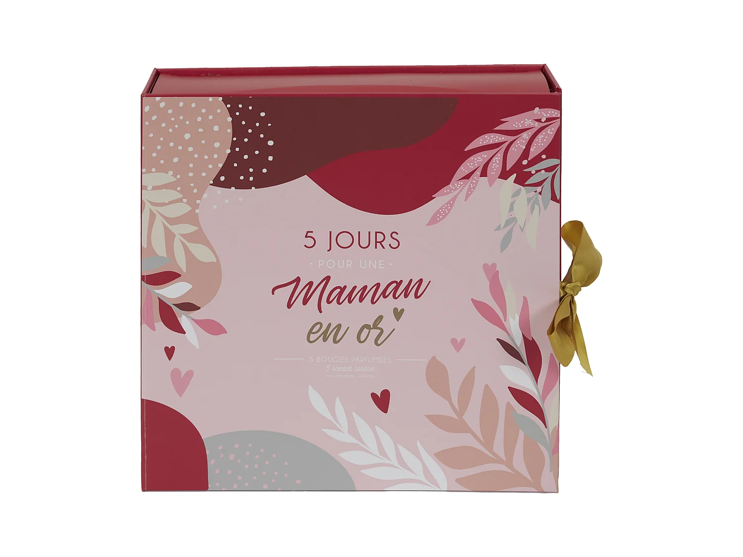 Bougie Parfumee X5 Calendrier Maman Rouge, Rose, Blanc