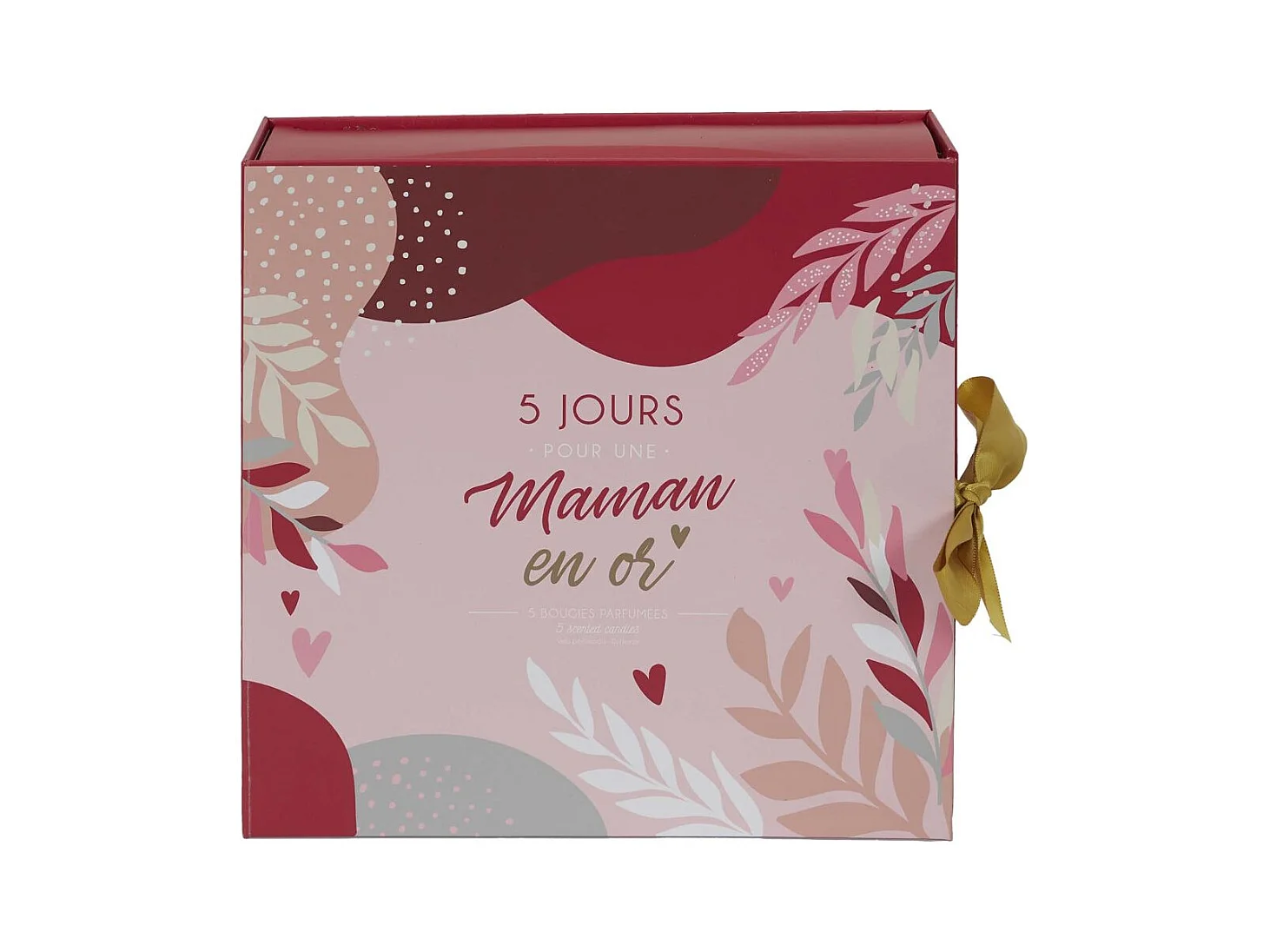 Bougie Parfumee X5 Calendrier Maman Rouge, Rose, Blanc