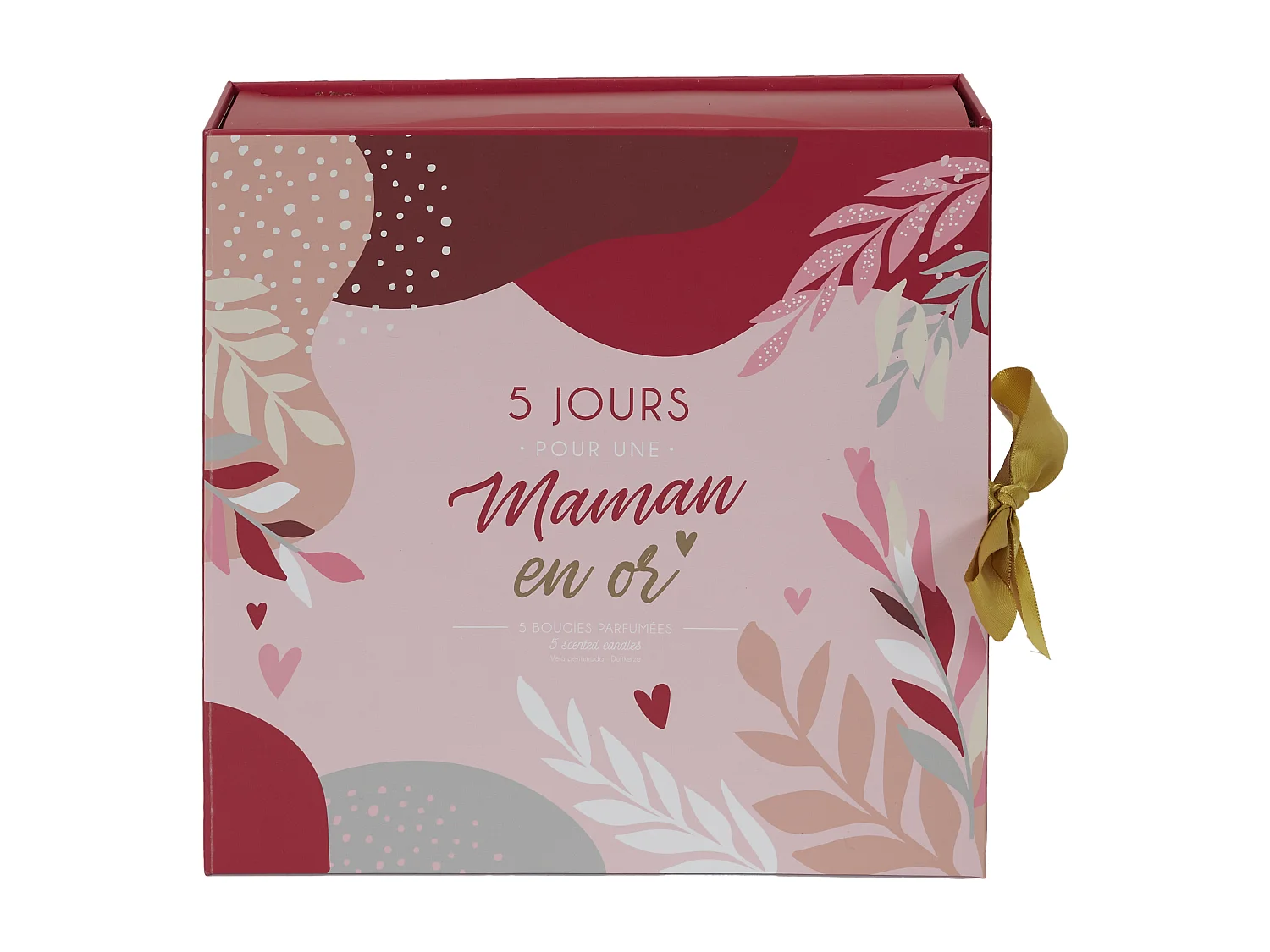 Bougie Parfumee X5 Calendrier Maman Rouge, Rose, Blanc