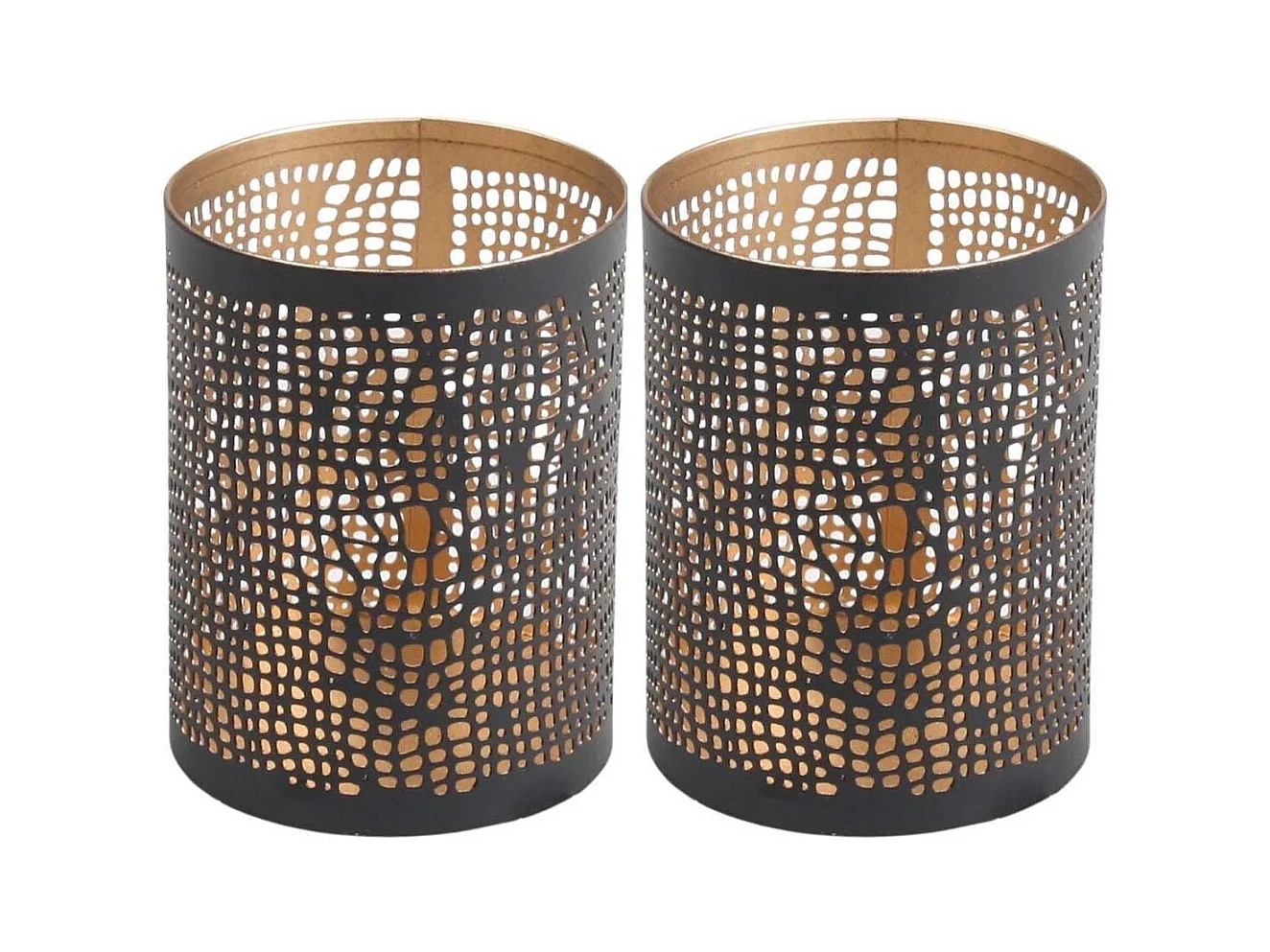 Photophore en métal ajouré 7.5 x 10 cm (Lot de 2)