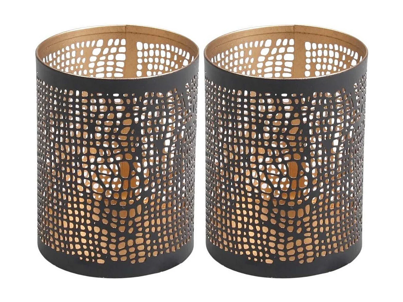 Photophore en métal ajouré 7.5 x 10 cm (Lot de 2)