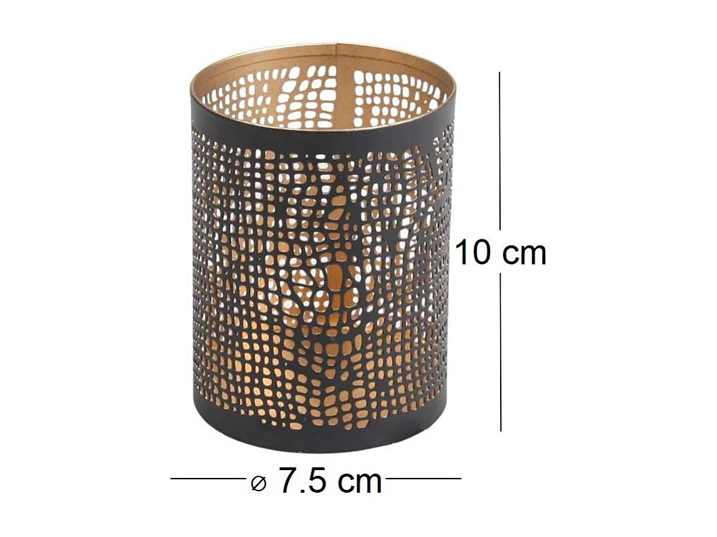 Photophore en métal ajouré 7.5 x 10 cm (Lot de 2)