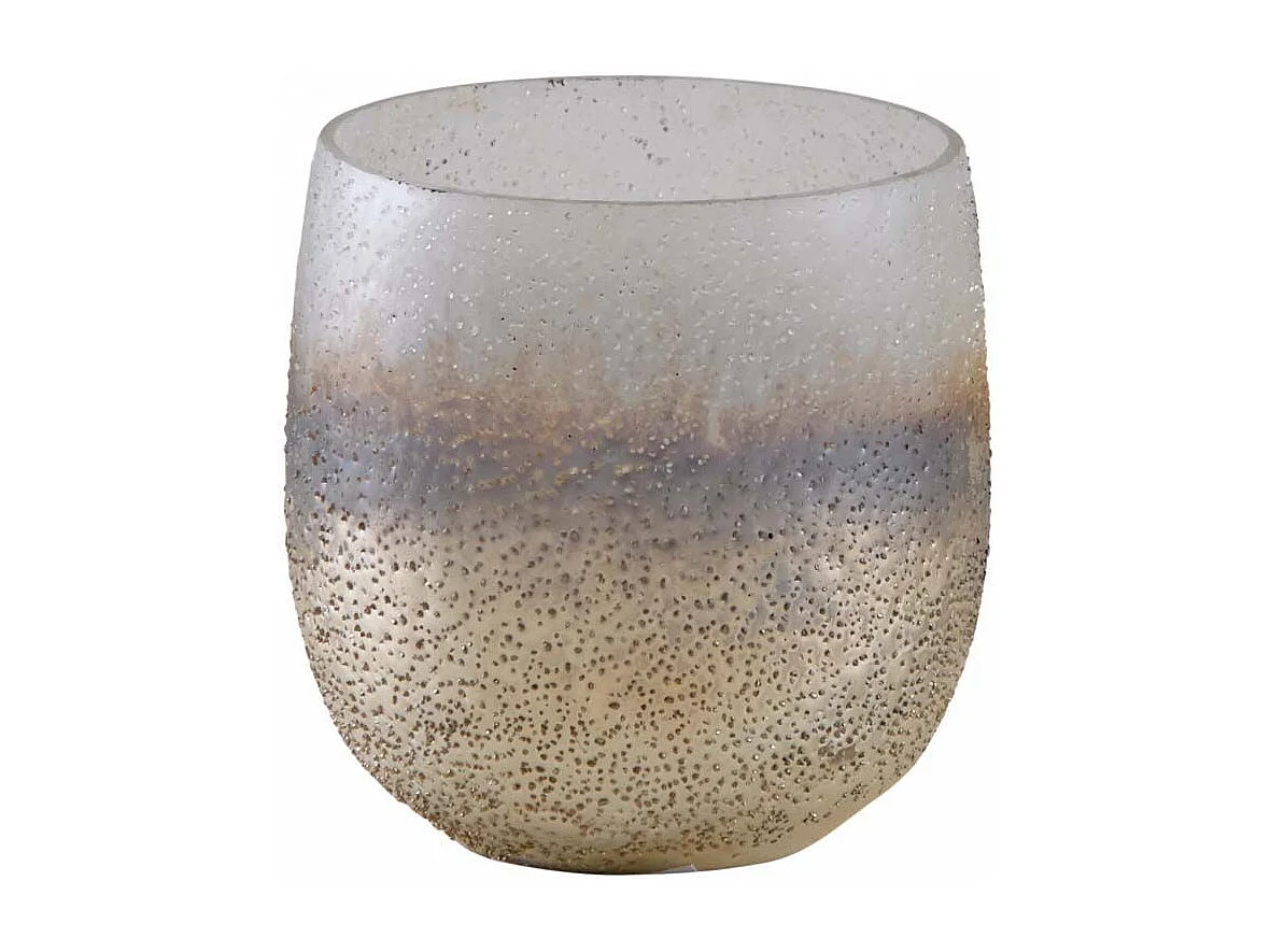 Photophore en verre sablé doré et blanc 8 cm (Lot de 2)