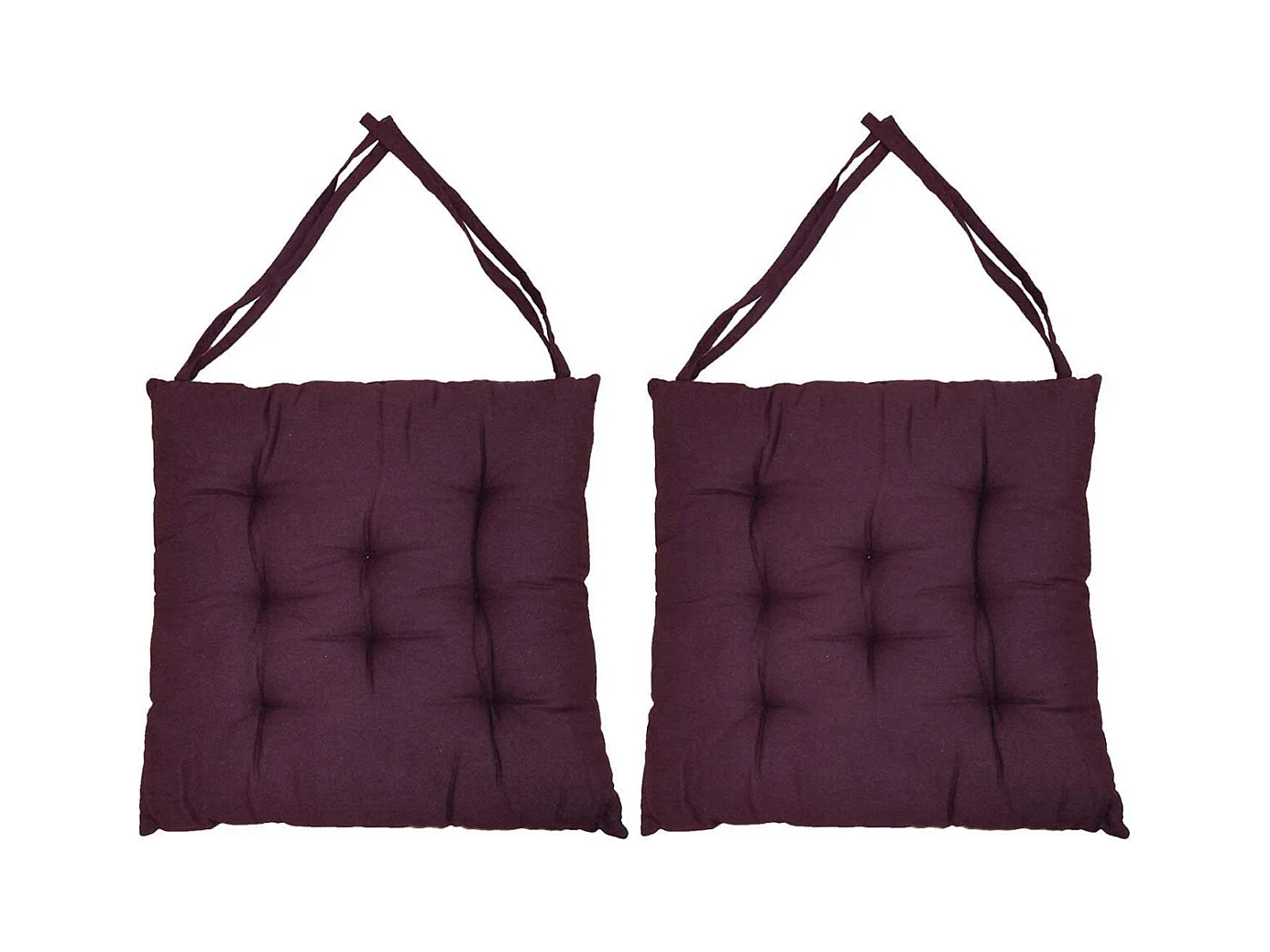 Galette de chaise en coton uni 40 cm 8 points (Lot de 2)