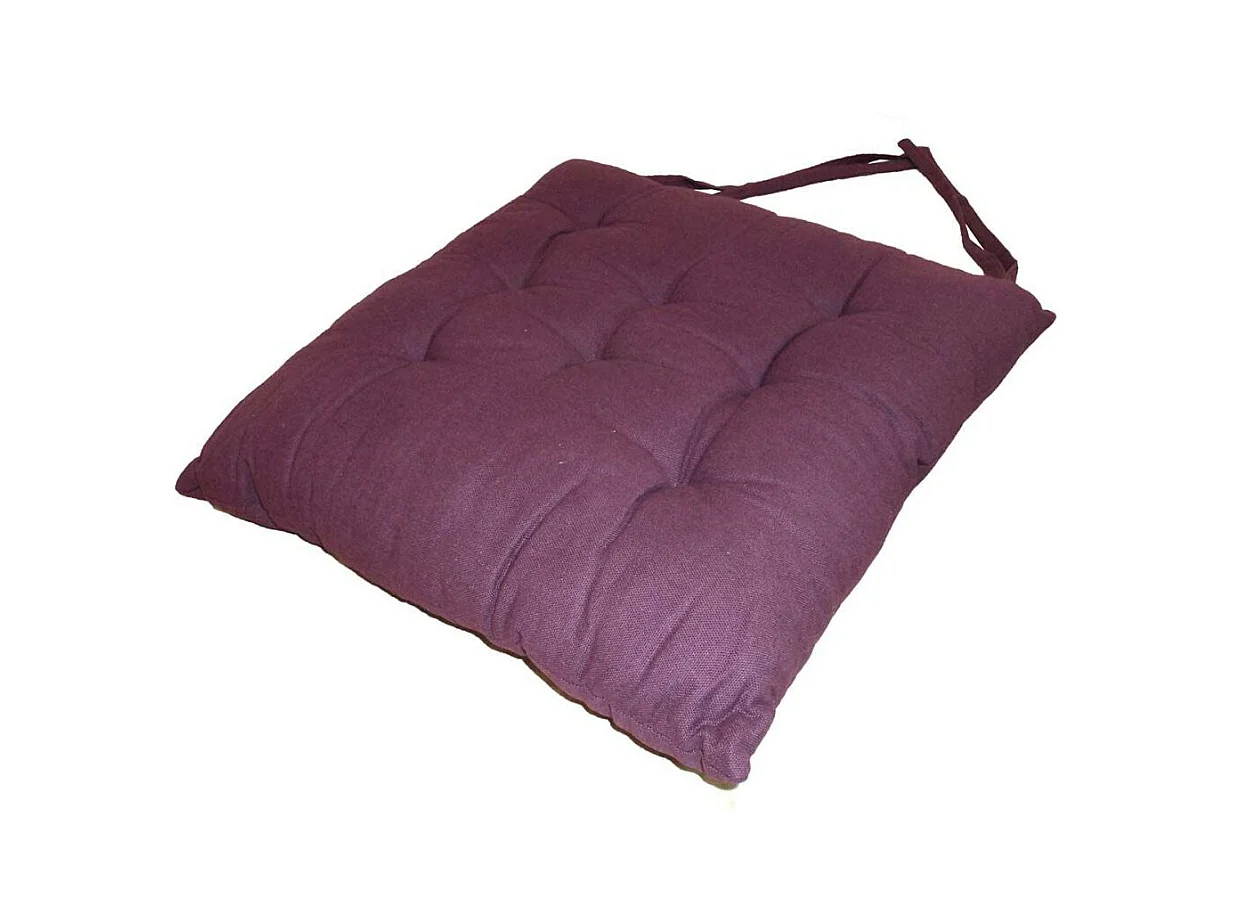 Galette de chaise en coton uni 40 cm 8 points (Lot de 2)