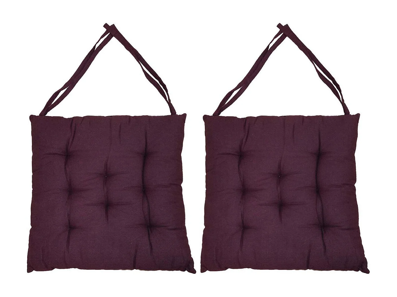 Galette de chaise en coton uni 40 cm 8 points (Lot de 2)