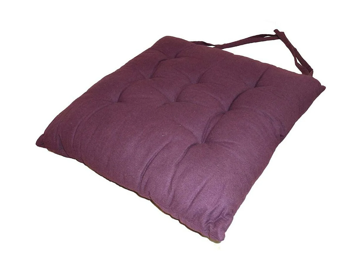Galette de chaise en coton uni 40 cm 8 points (Lot de 2)