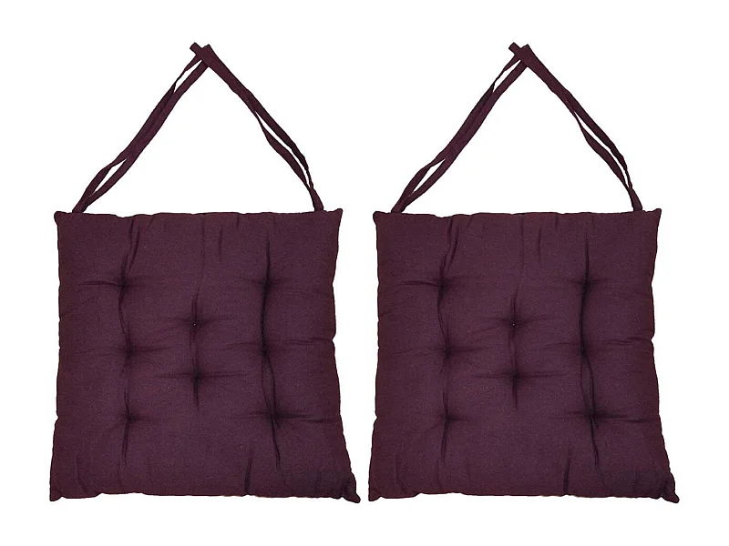 Galette de chaise en coton uni 40 cm 8 points (Lot de 2)