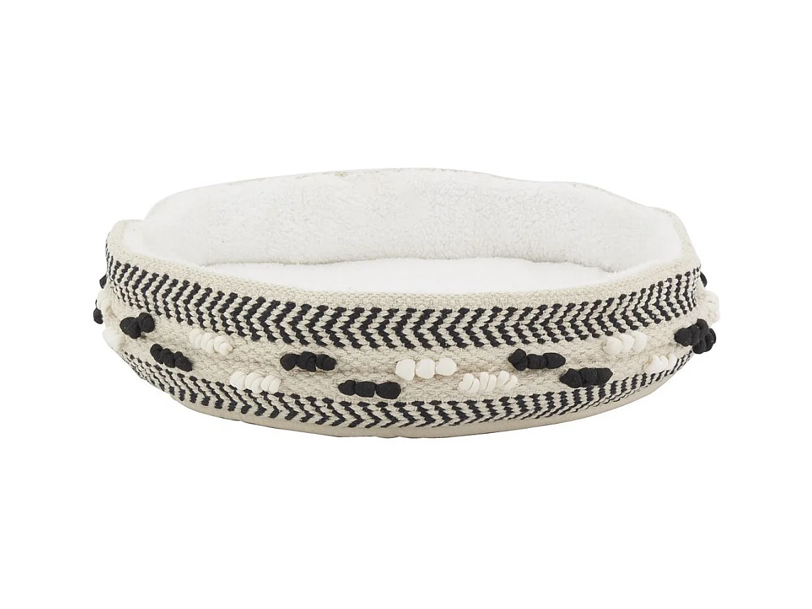 Panier pour chien en coton recyclé et jute tressé noir et blanc