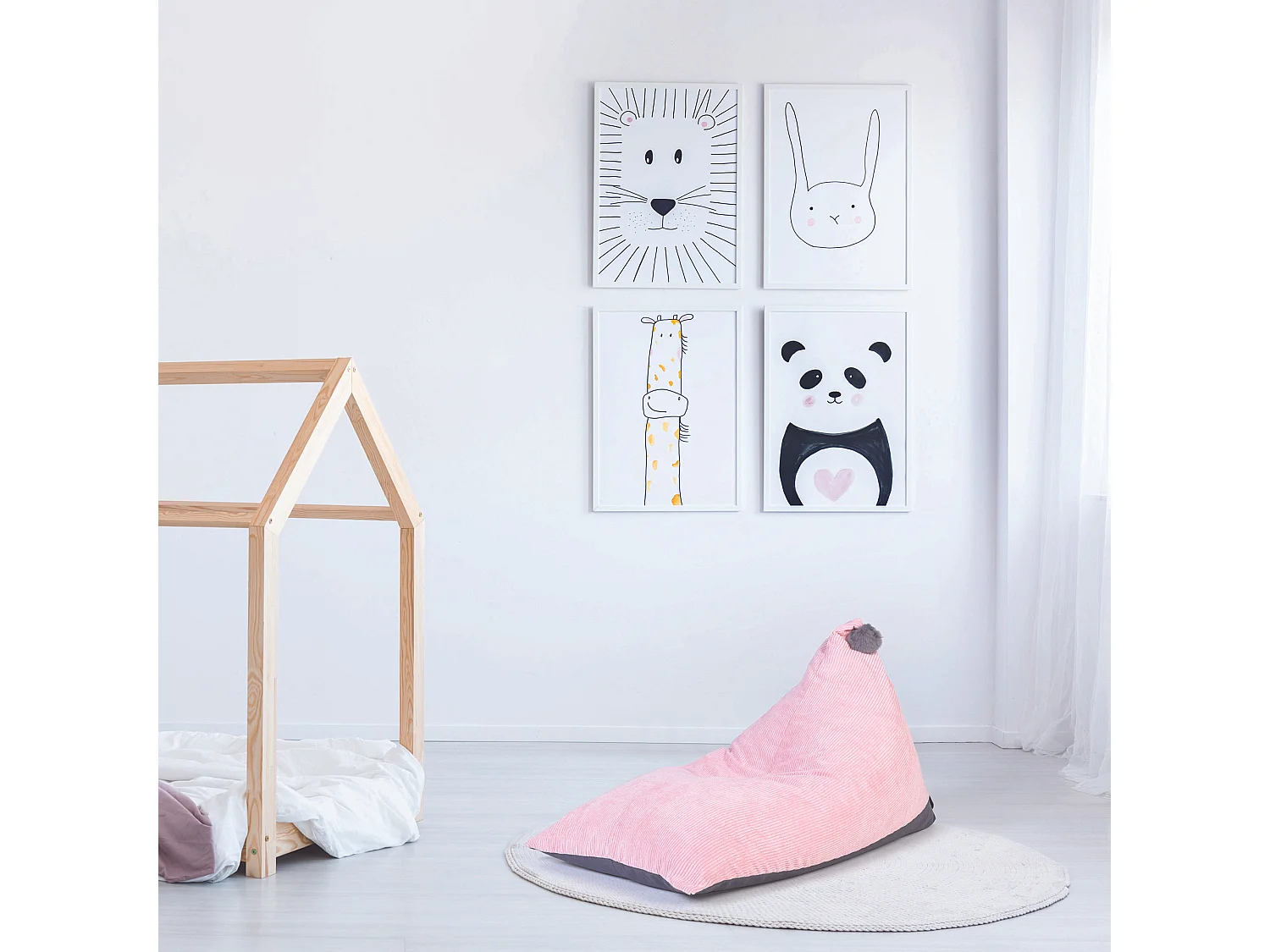 Pouf Velours Cotele Rose Malo