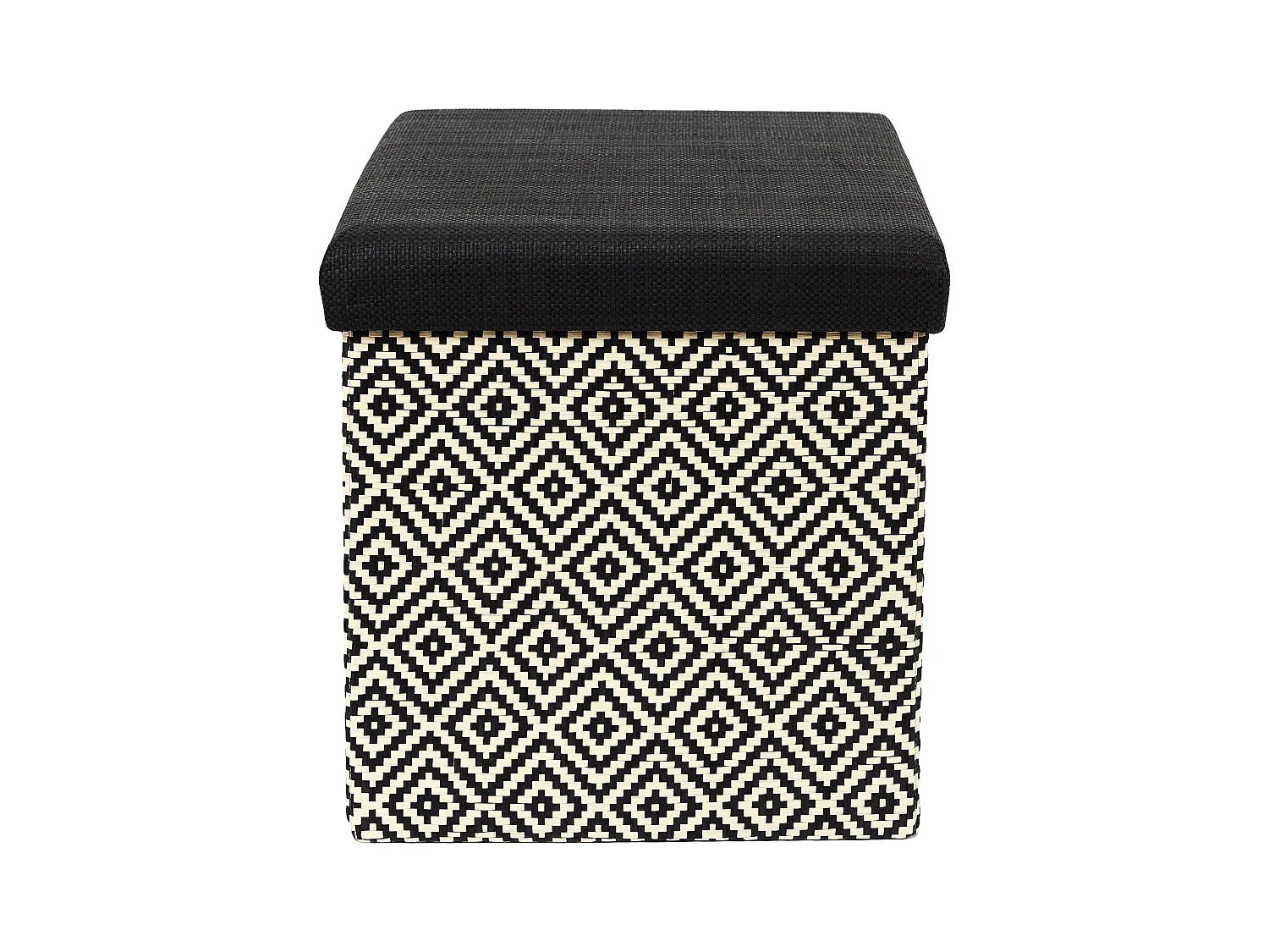 Coffre Pouf Pliable Tresse Noir Noir, Marron