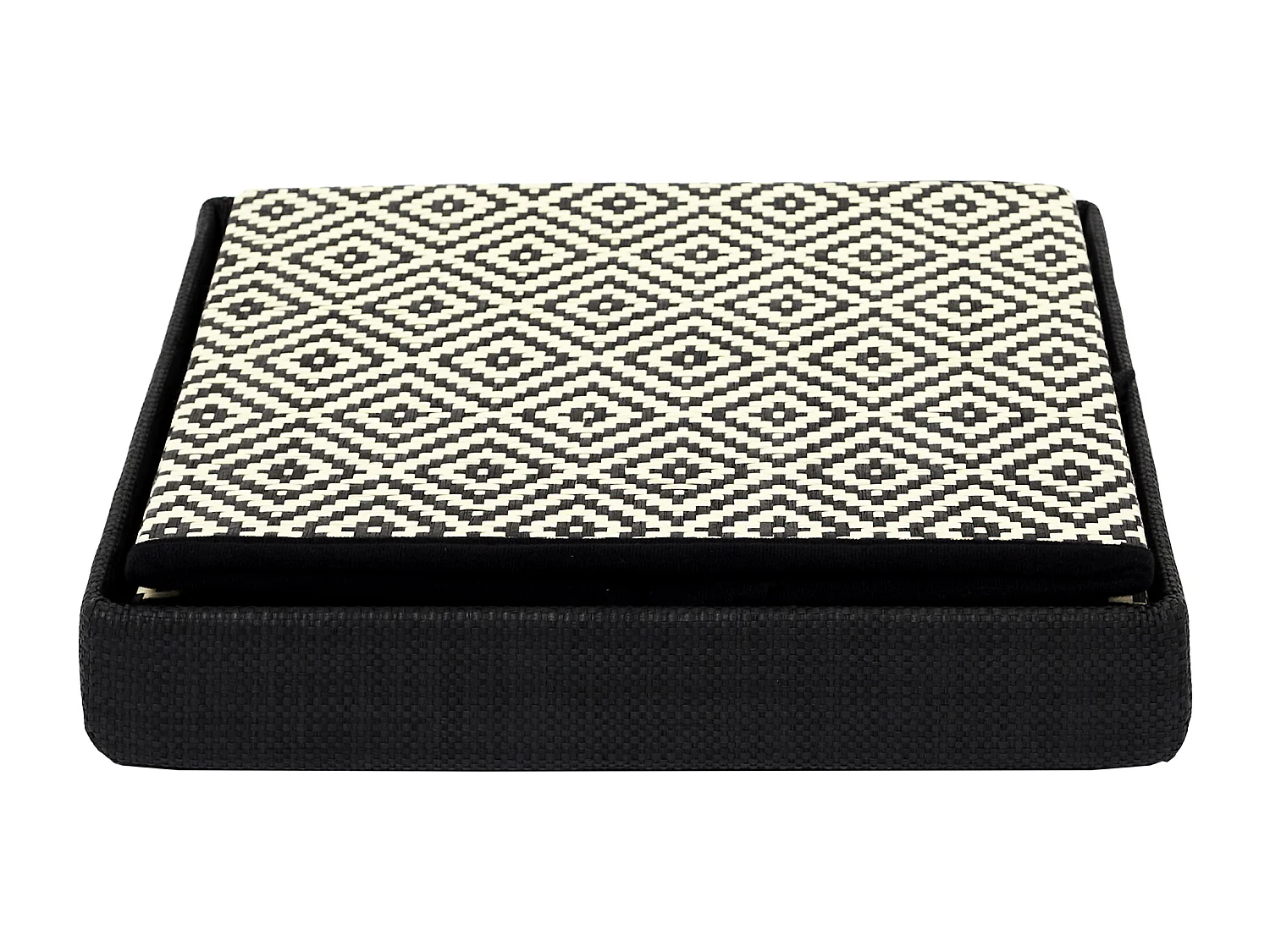 Coffre Pouf Pliable Tresse Noir Noir, Marron