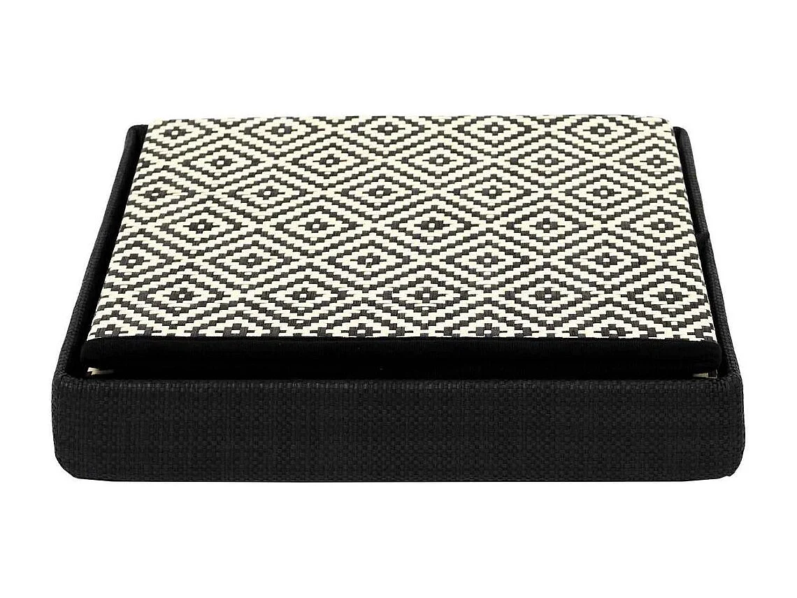 Coffre Pouf Pliable Tresse Noir Noir, Marron