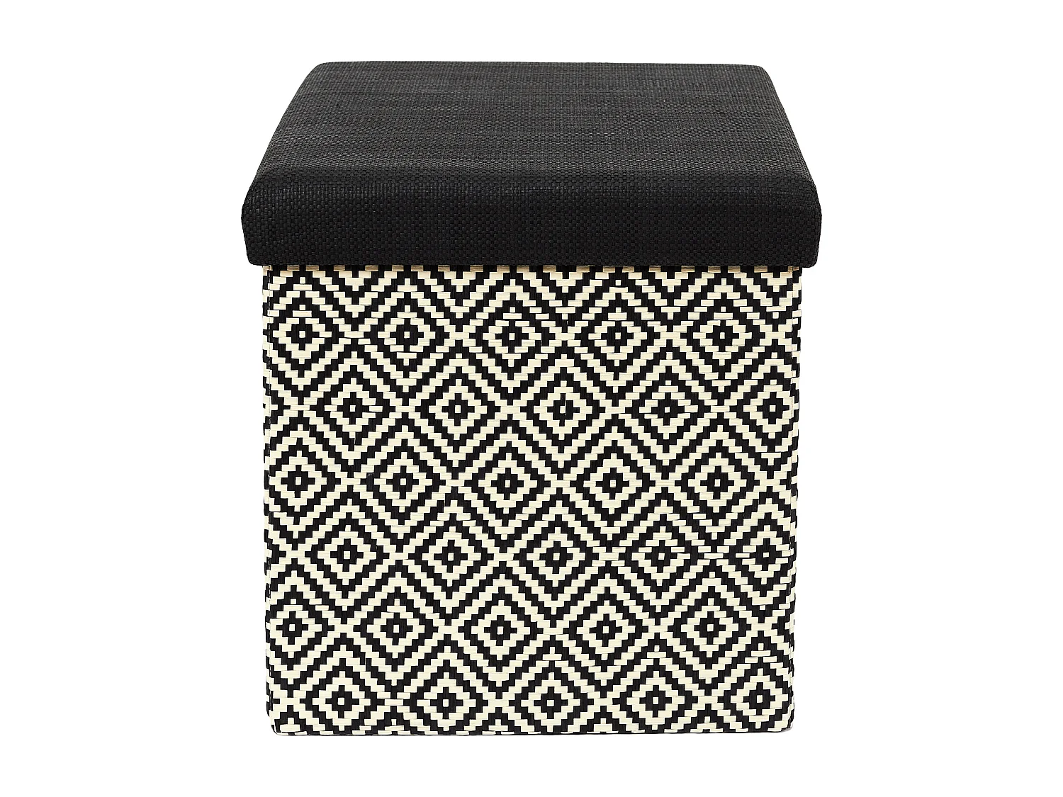 Coffre Pouf Pliable Tresse Noir Noir, Marron