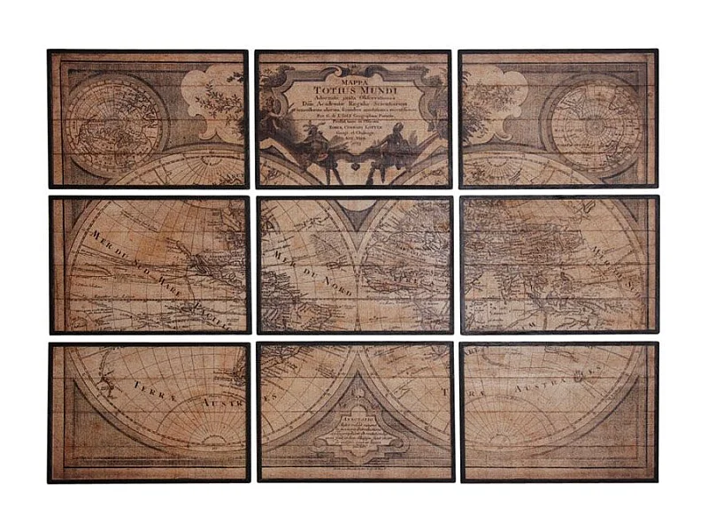 Mappemonde en bois 9 cadres
