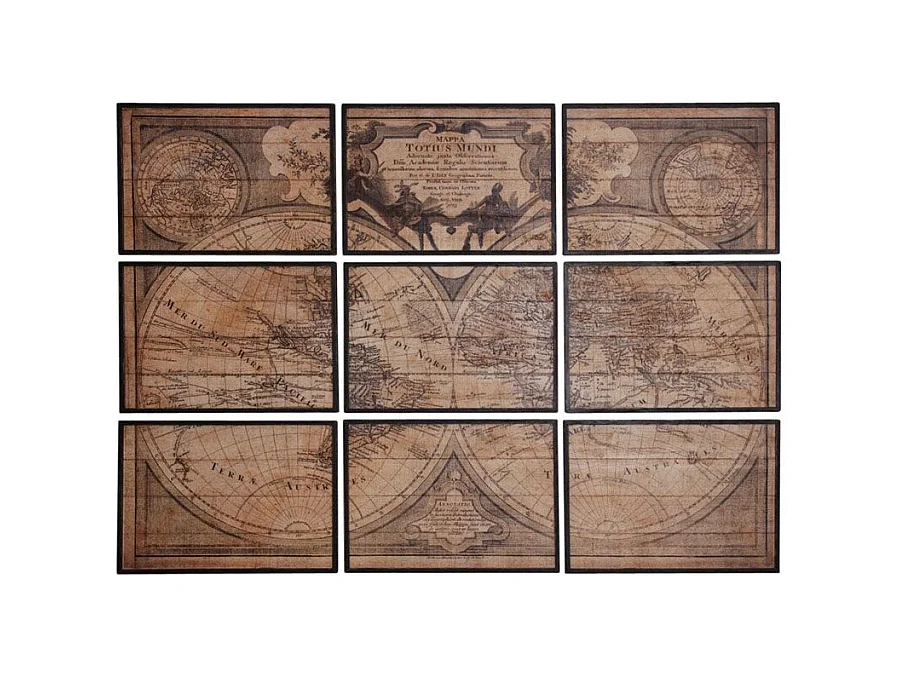 Mappemonde en bois 9 cadres