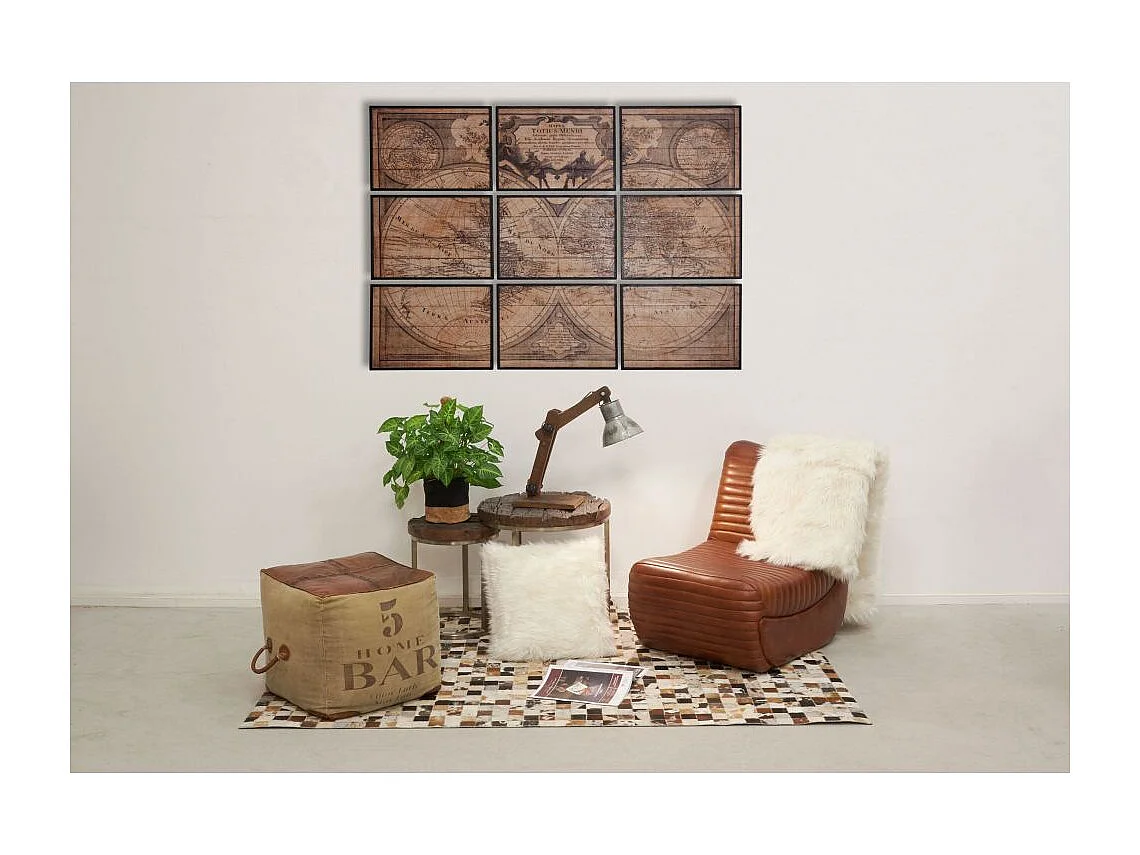 Mappemonde en bois 9 cadres