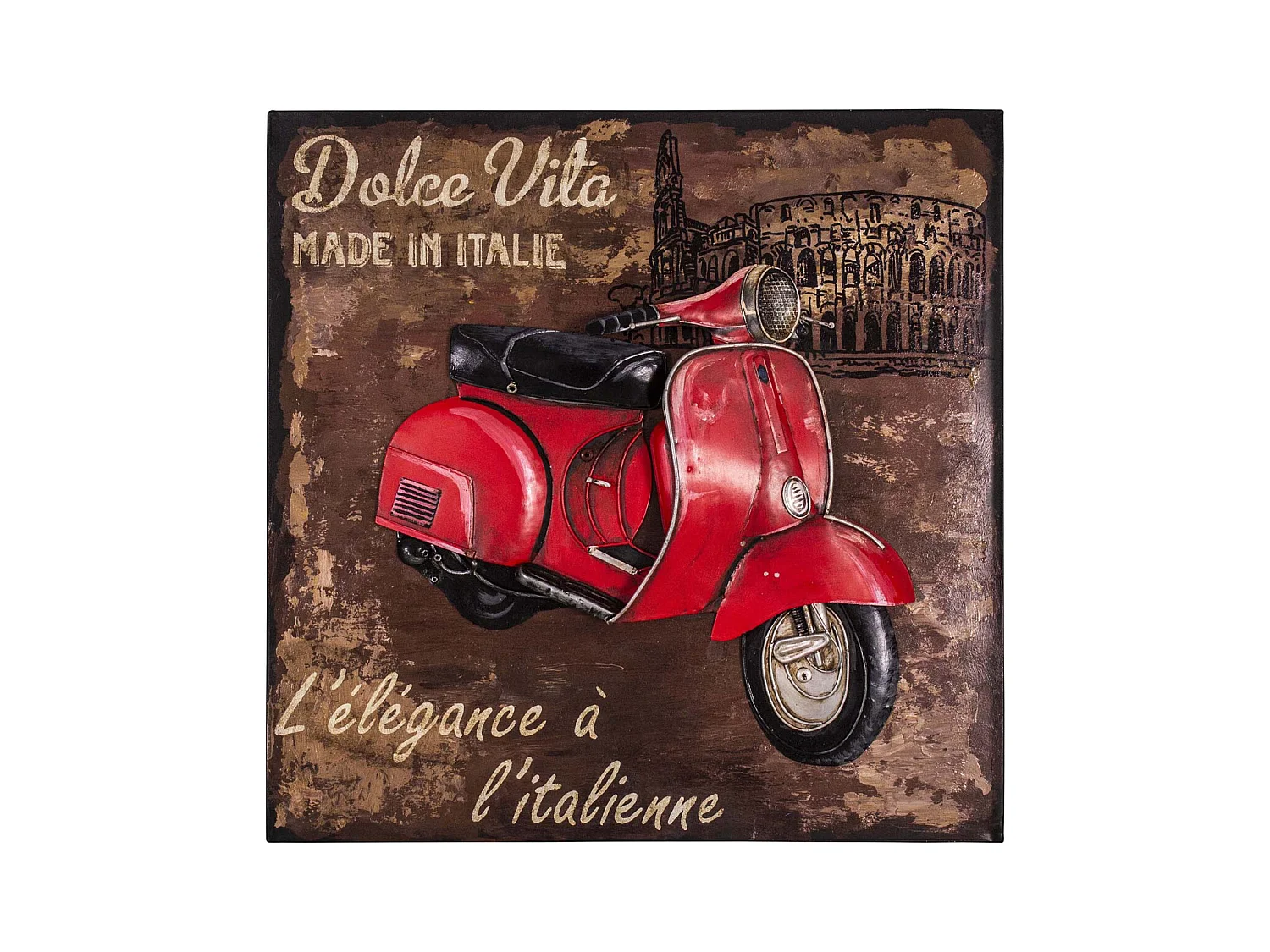 Tableau décoratif en fer Dolce vita 40 x 40cm