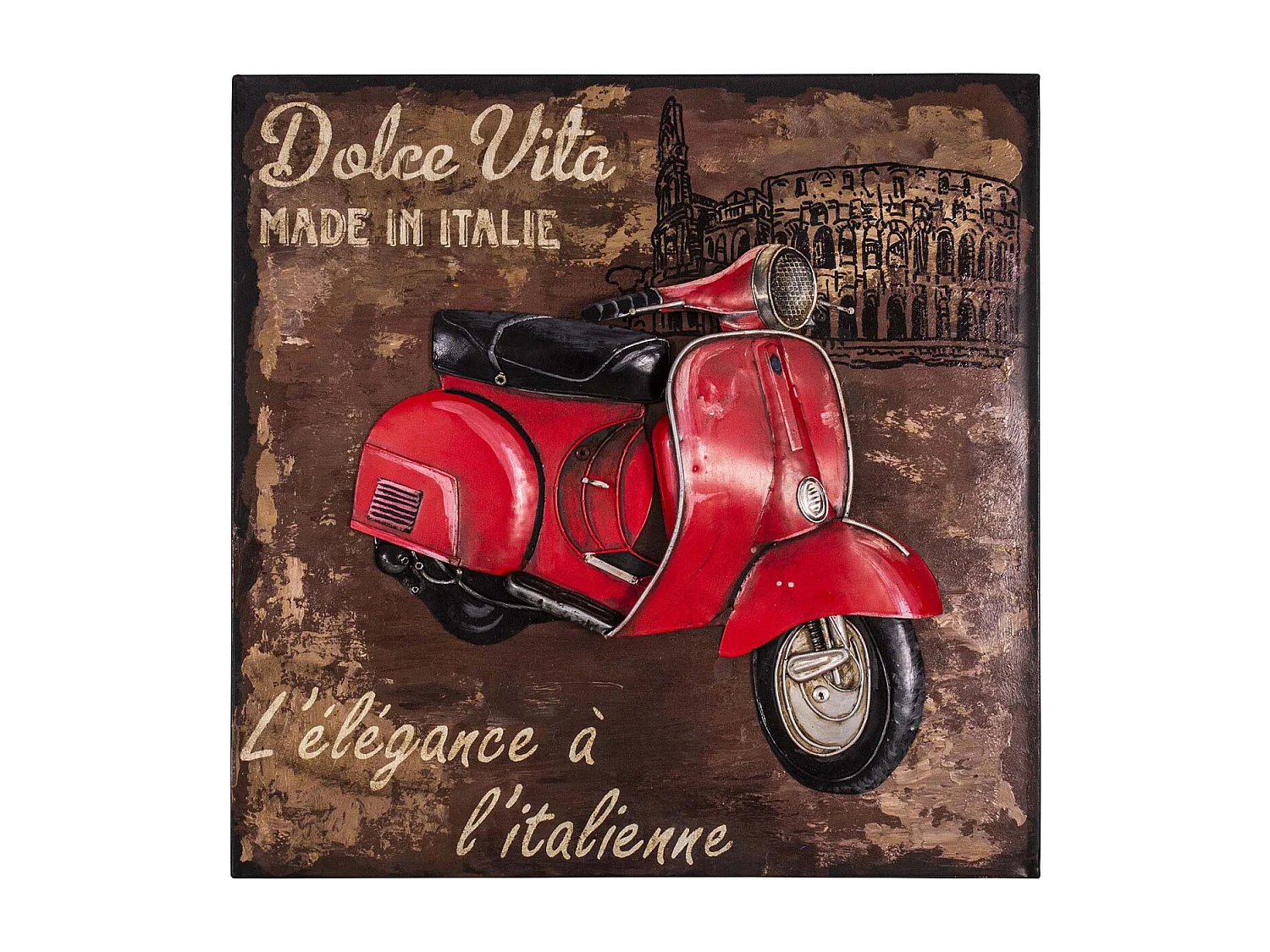 Tableau décoratif en fer Dolce vita 40 x 40cm