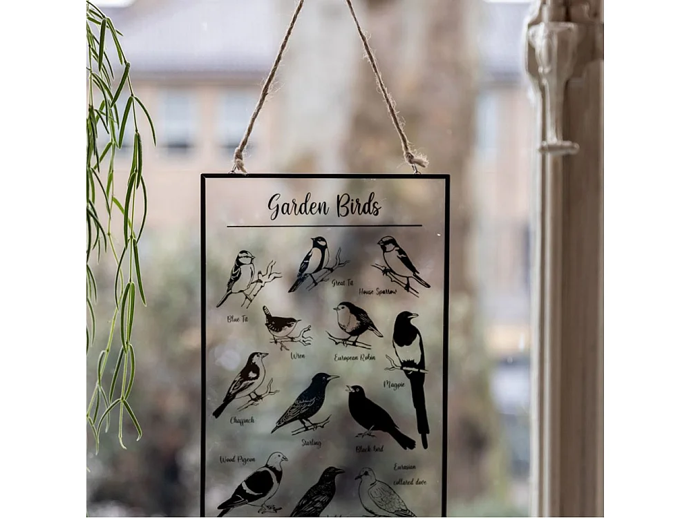 Tableau en verre oiseaux du jardin