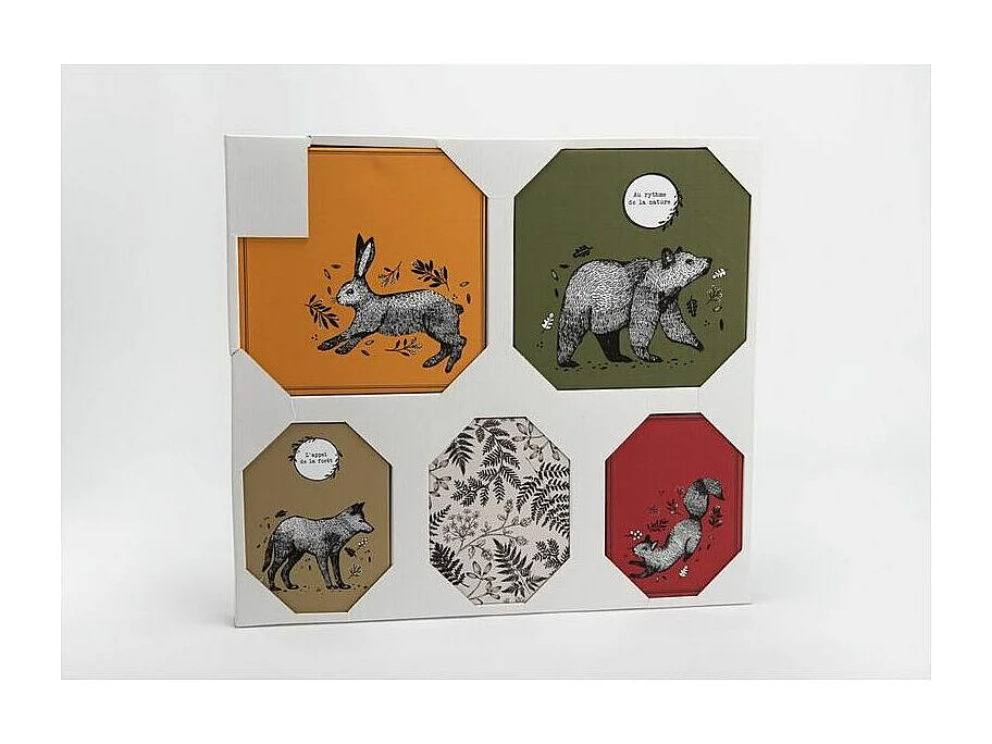 Juego de 5 lienzos de colores Animales del bosque