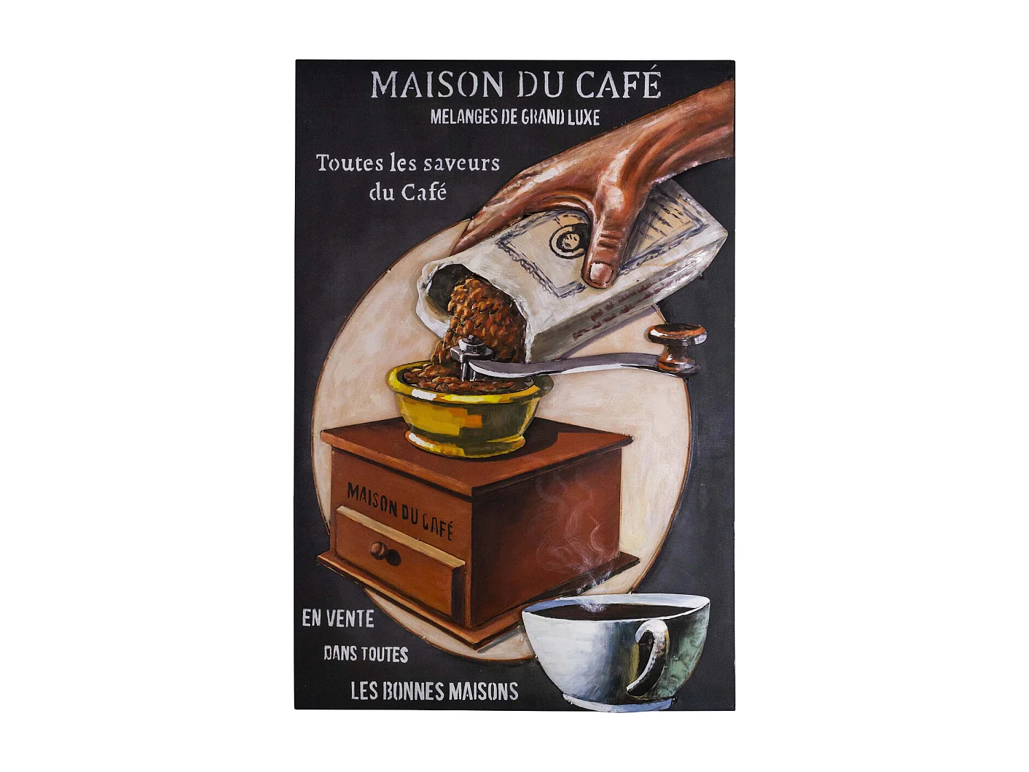 Tableau en fer Maison du café 80 x 120 cm