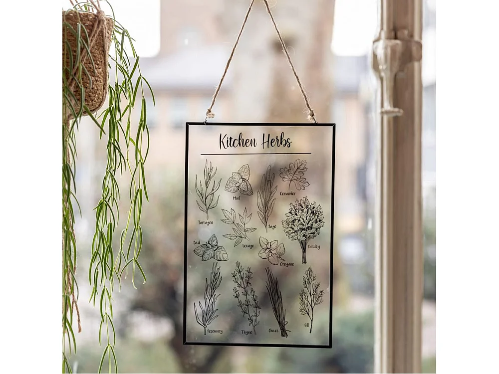 Tableau en verre herbes aromatiques