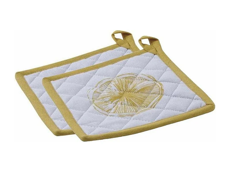 Manique en coton Citron (Lot de 2)