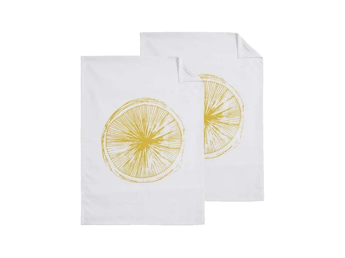 Torchon de cuisine en coton Citron (Lot de 2)