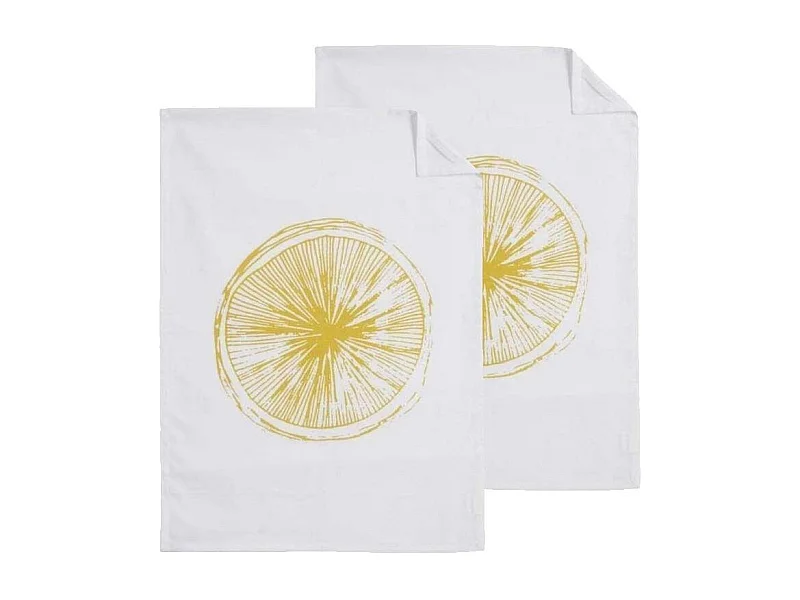 Torchon de cuisine en coton Citron (Lot de 2)
