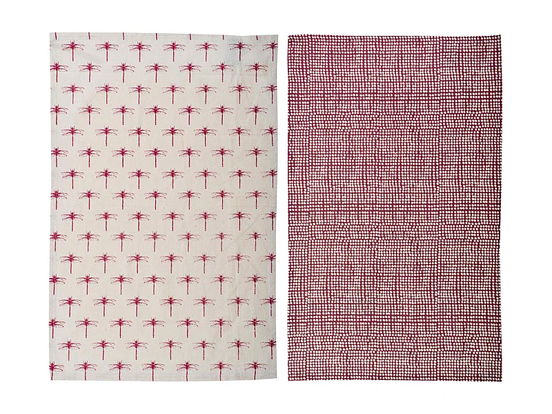 Torchon de cuisine en coton Libellules (Lot de 2)