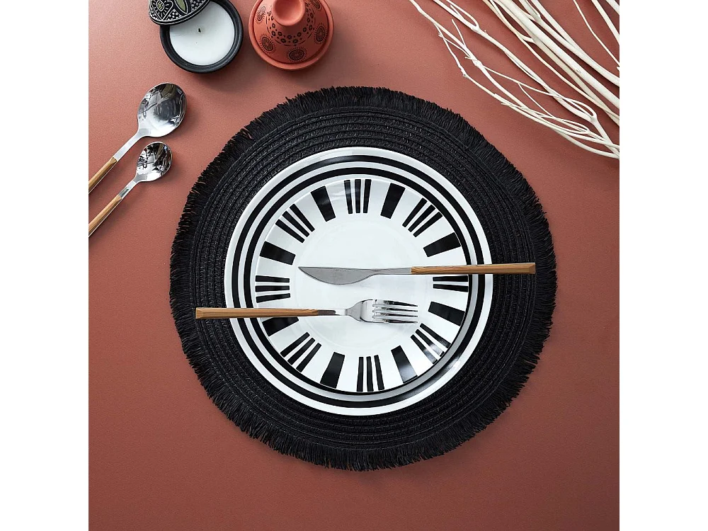 Rundes Tischset mit Fransen 38 cm