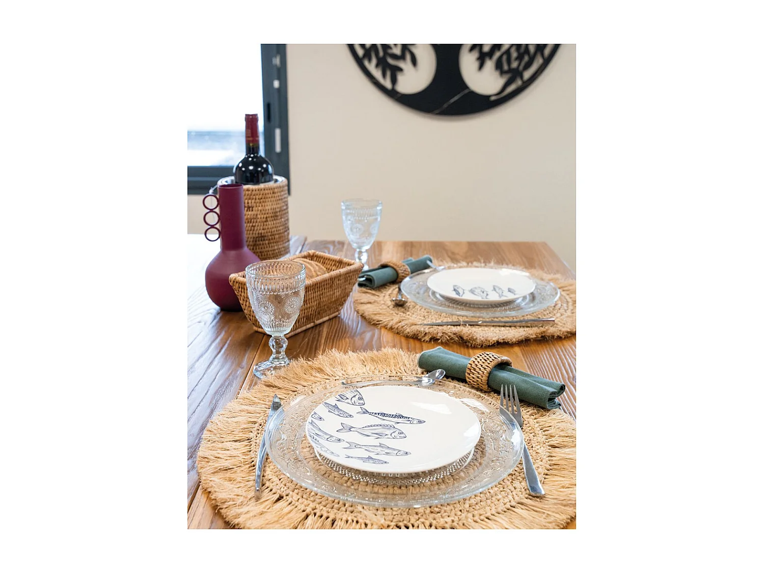 Tovaglietta in rafia (set di 6) rotonda