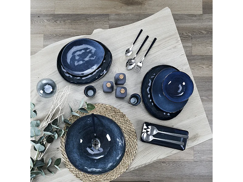 Ensaladera de gres azul 3 L Au grès du temps