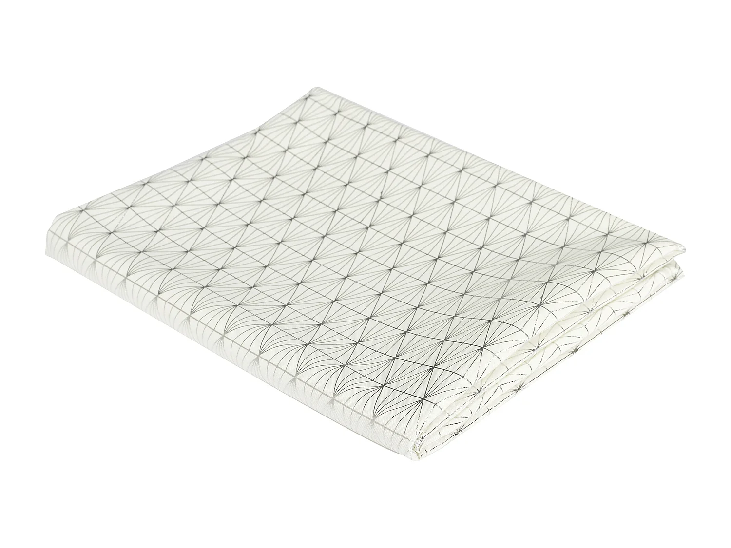 Nappe Motif Geometrique Argente 140x250cm Blanc, Argent