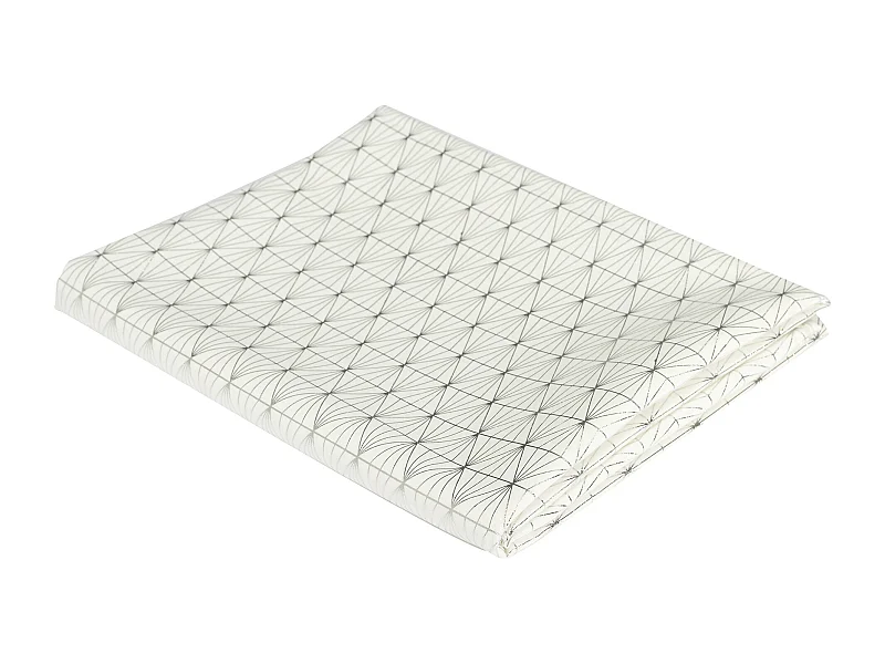 Nappe Motif Geometrique Argente 140x250cm Blanc, Argent