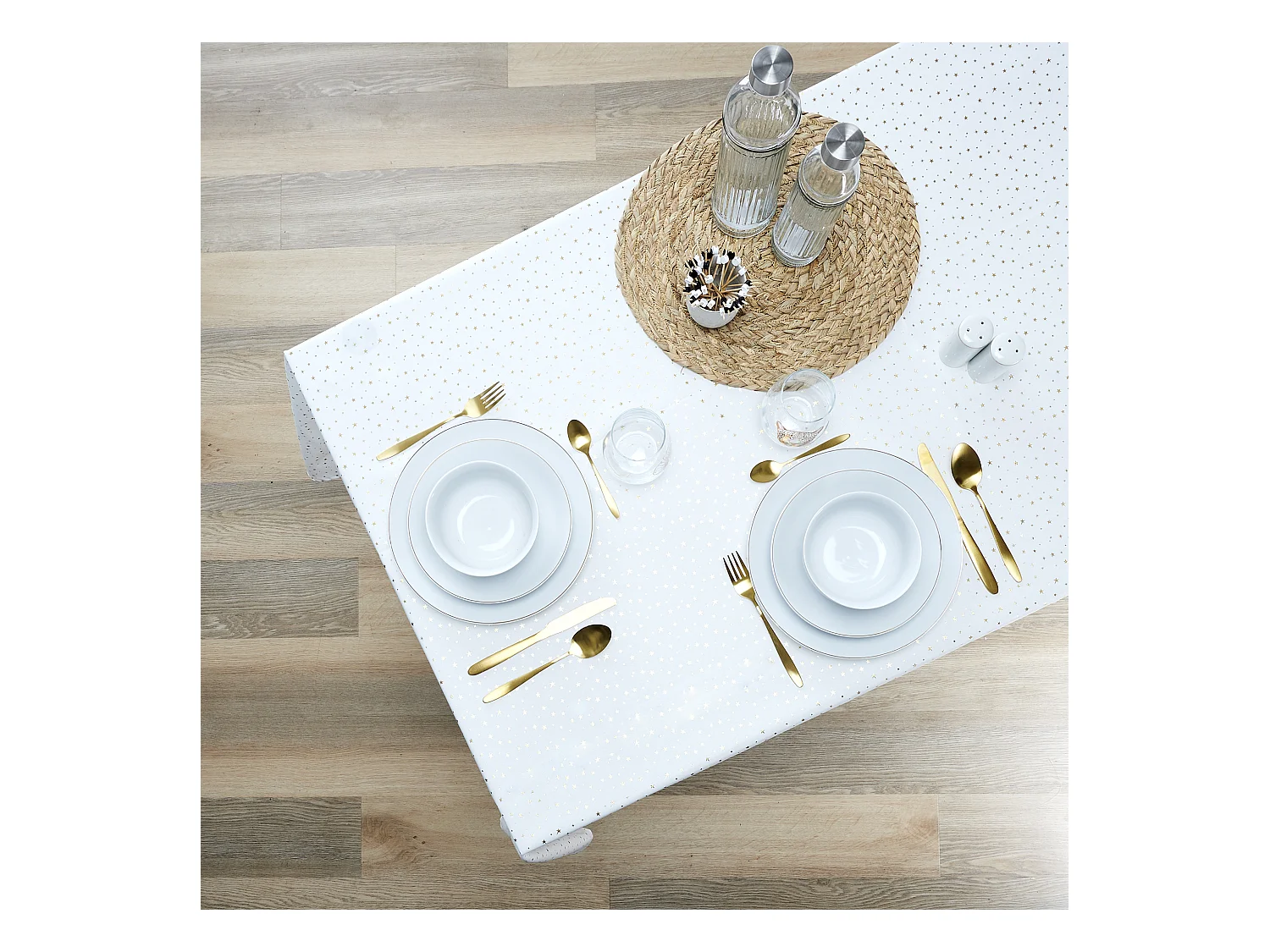 Nappe Motif Etoile Doree 140x250cm