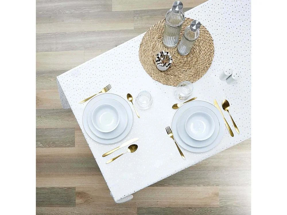 Nappe Motif Etoile Doree 140x250cm