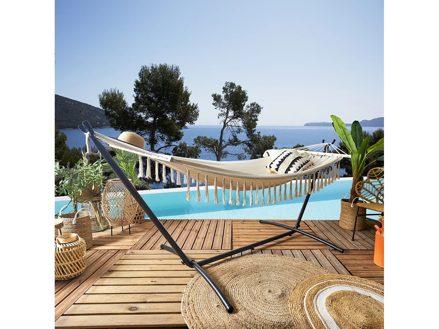 Hammac Franges Terre Inconnue 285x90cm Beige