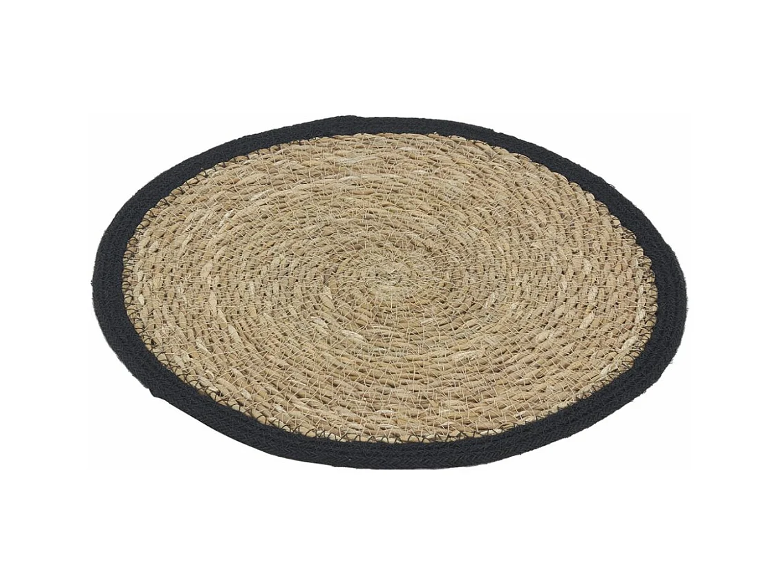 Sets de table ronds en jonc naturel et jute teinté (Lot de 6)