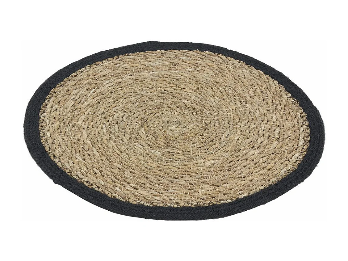 Sets de table ronds en jonc naturel et jute teinté (Lot de 6)
