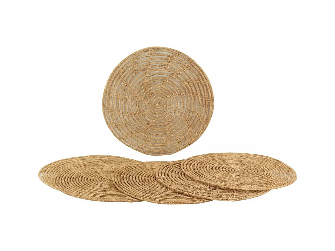 Sets de table ronds en palmier naturel (Lot de 6)