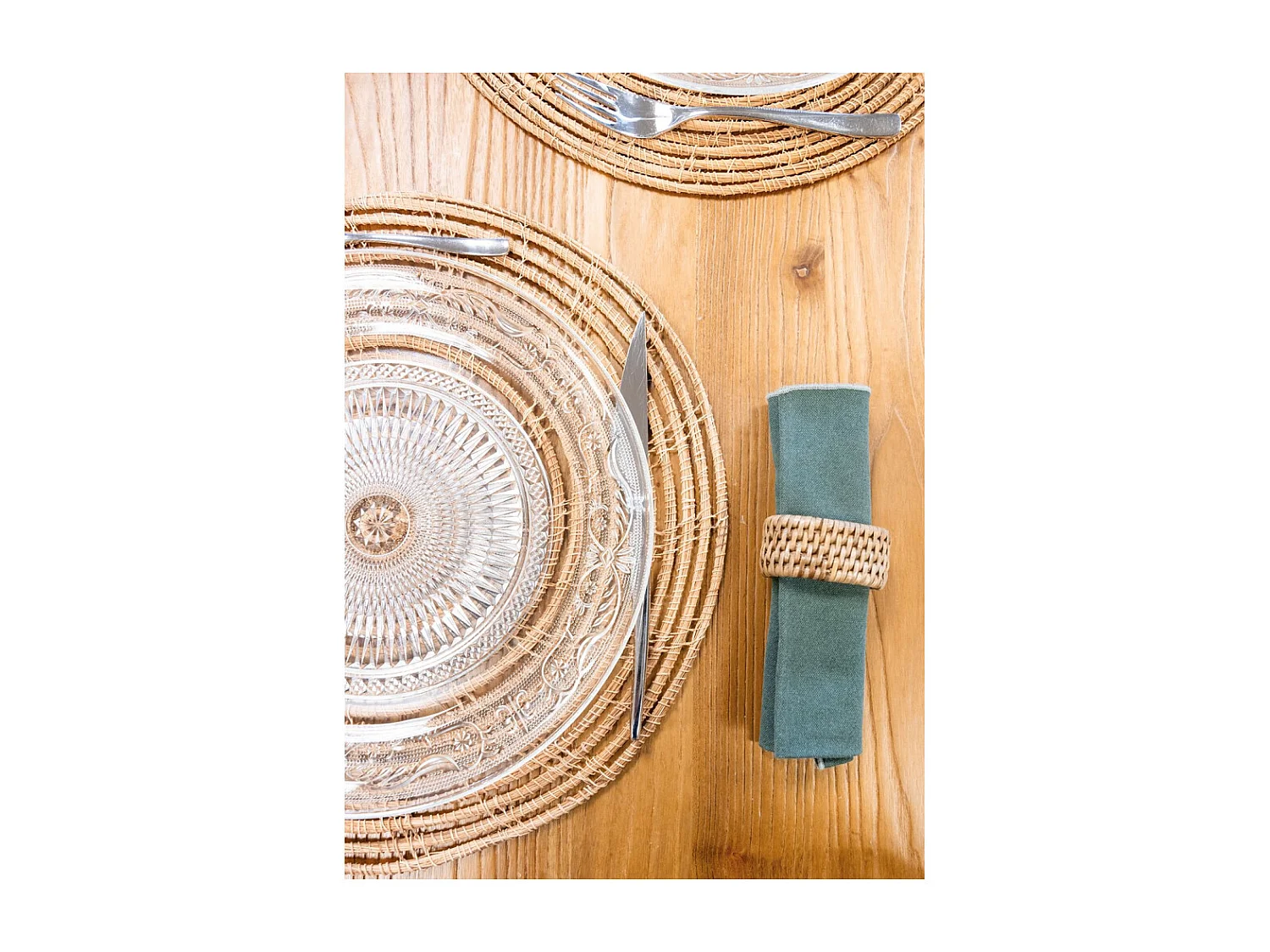 Sets de table ronds en palmier naturel (Lot de 6)