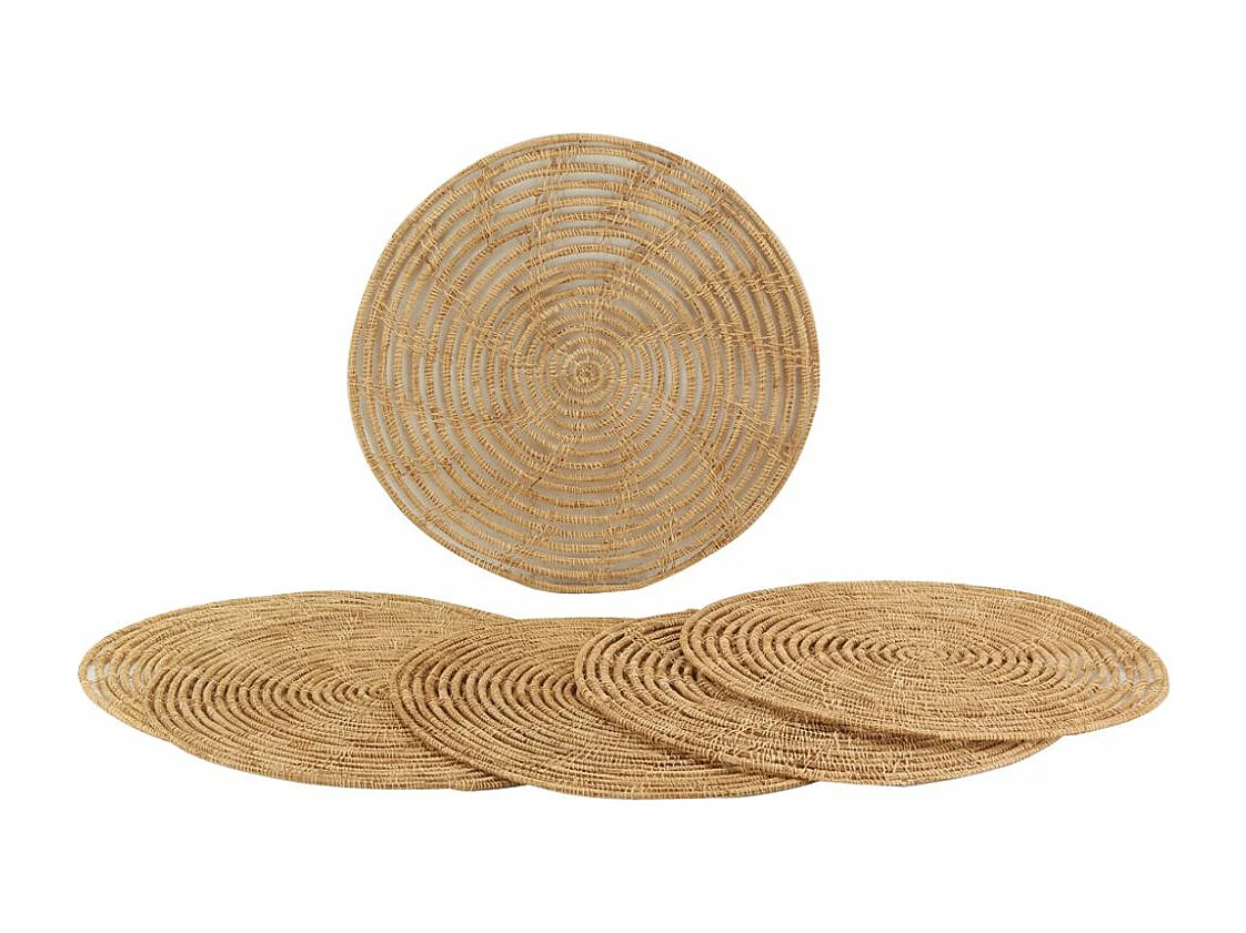 Sets de table ronds en palmier naturel (Lot de 6)
