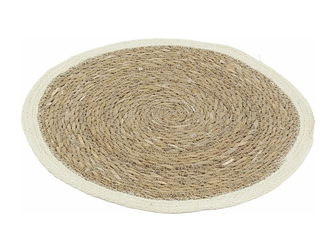 Sets de table ronds en jonc naturel et jute teinté (Lot de 6)