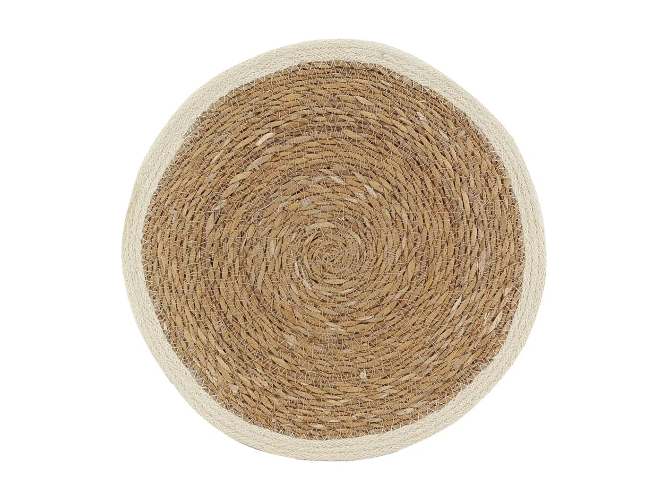 Sets de table ronds en jonc naturel et jute teinté (Lot de 6)