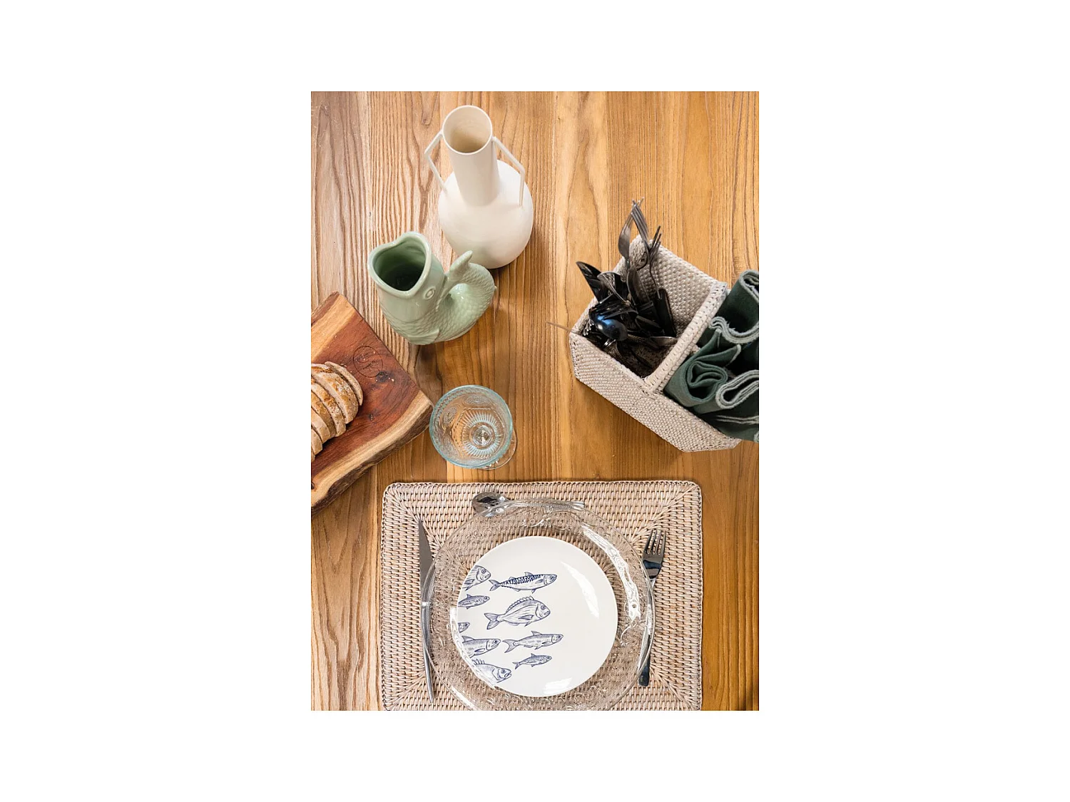 Set de table rectangulaire en rotin