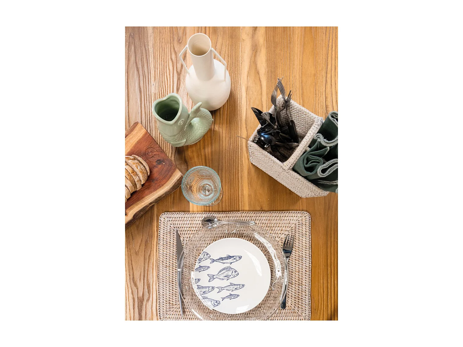 Set de table rectangulaire en rotin